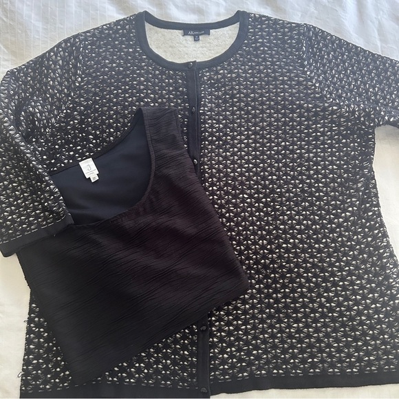 Jones New York Top Black Scoop Neck Wavy Line Texture Fully Lined Plus size 2X - Picture 15 of 15